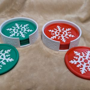 Christmas Snowflake Coaster Set - Green