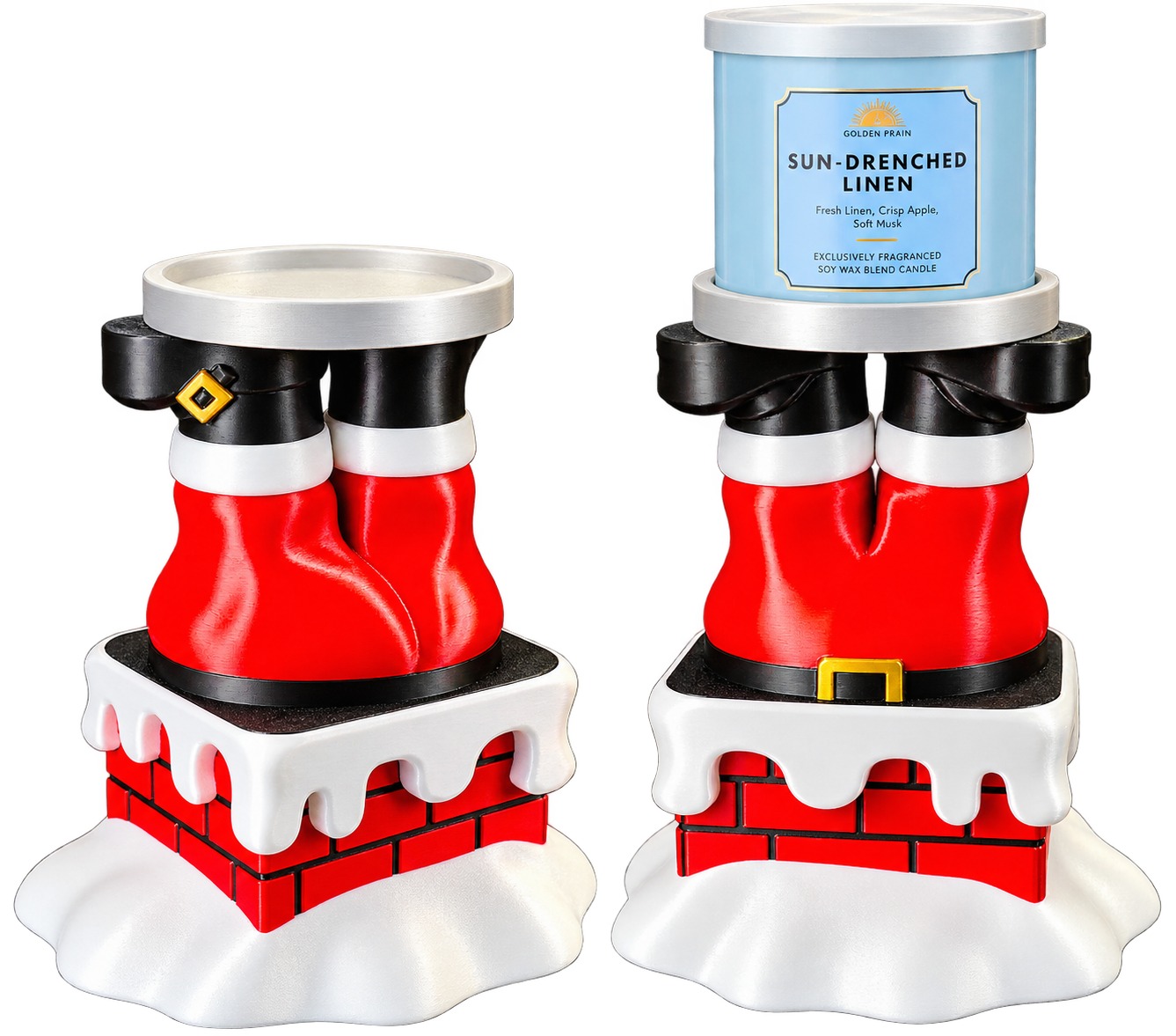 Santa in Chimney 3 Wick Candle Holder