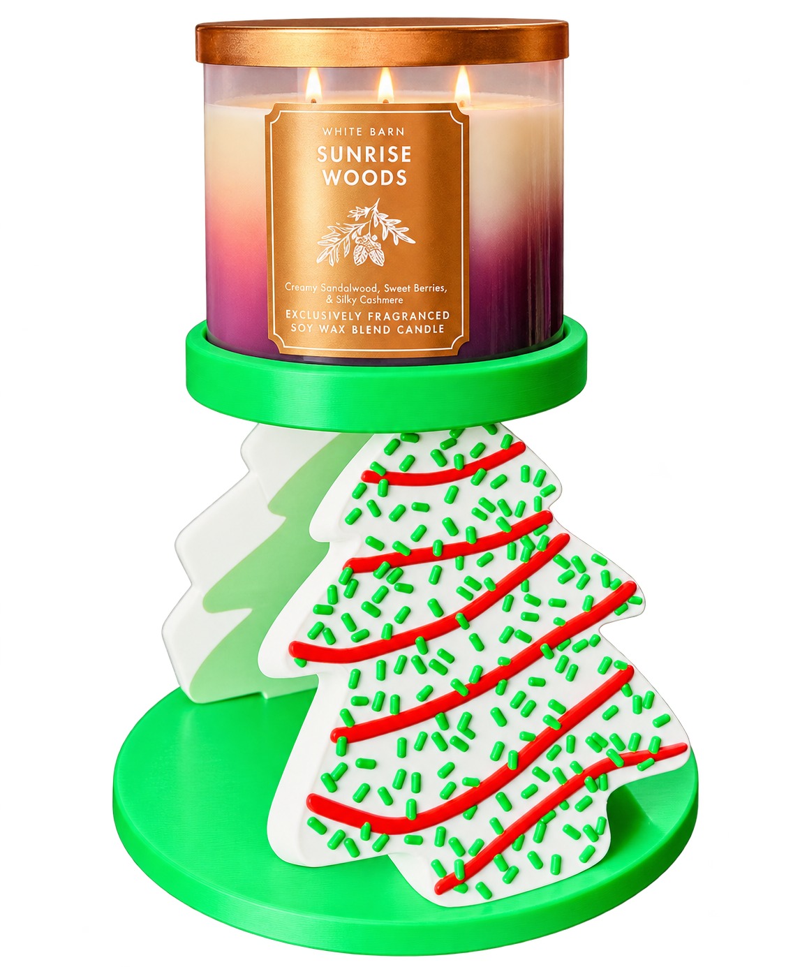 Christmas Tree Cake 3 Wick Candle Holder